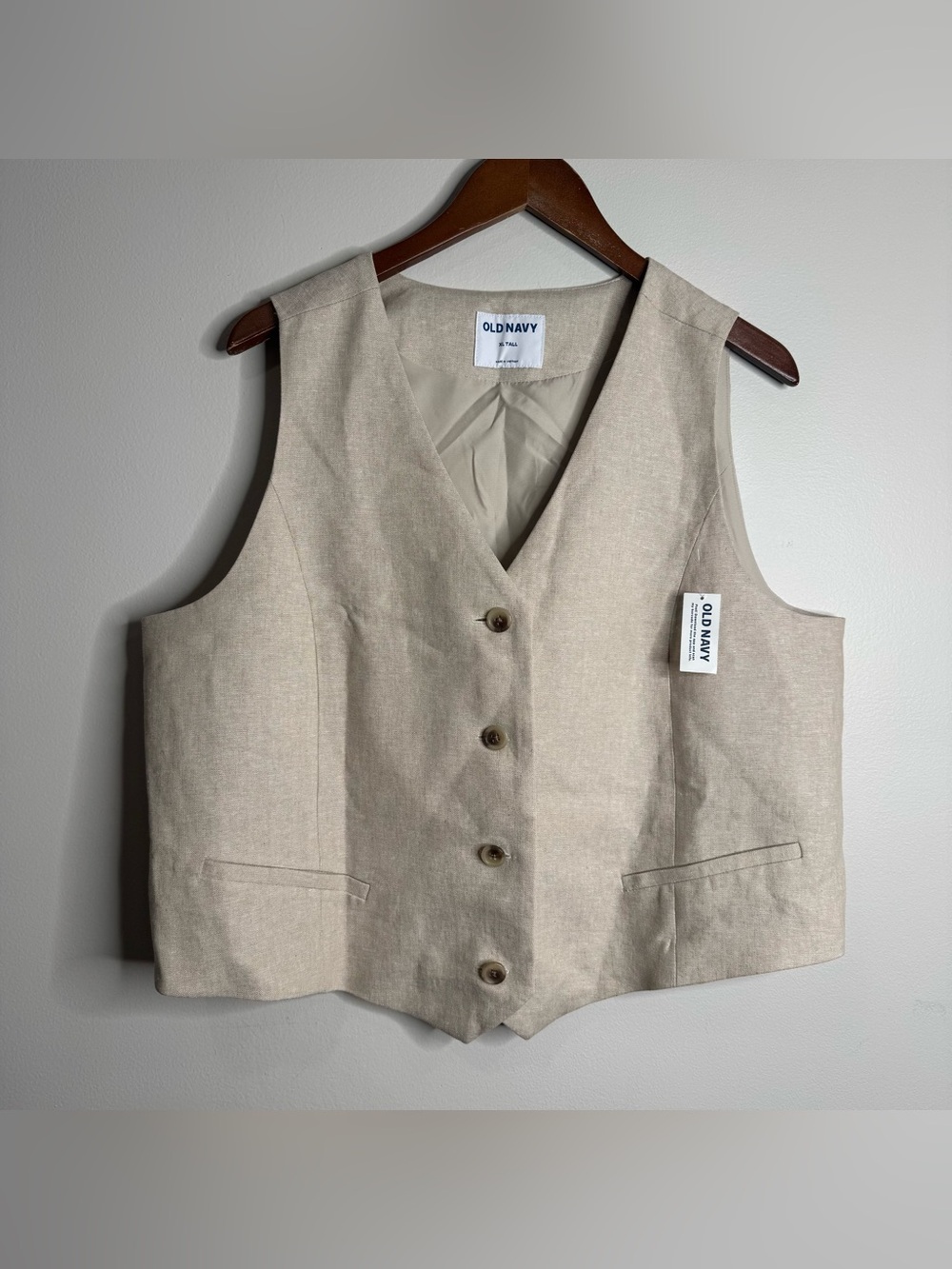 NWT Old Navy Women’s Tan Linen Blend Vest Top Size XL Tall Minimalist Chic